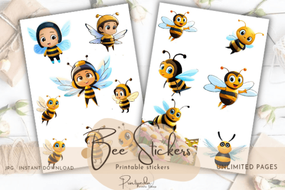 Download Bee Stickers Sheet for Printable - Printable Collection