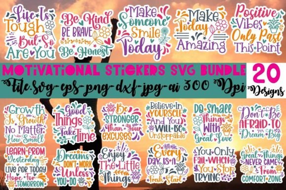 Download Motivational Stickers SVG Bundle - Motivational sticker Collection