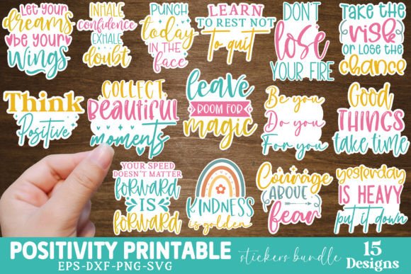 Download Positivity Printable Stickers Bundle - Printable Collection