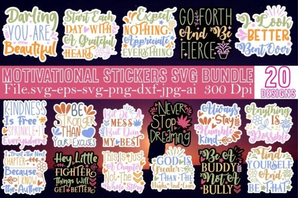 Download Motivational Stickers SVG Bundle - Motivational sticker Collection