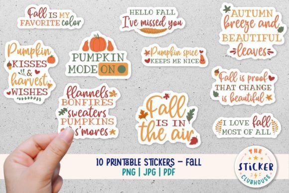 Download Printable Fall Stickers | Fall Bundle - Printable Collection