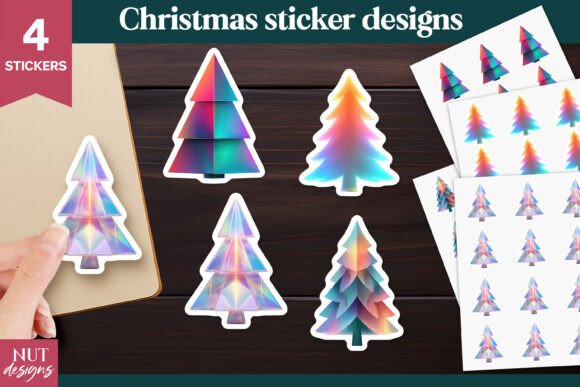 Download Holographic Christmas Tree Stickers - Premium Bundle