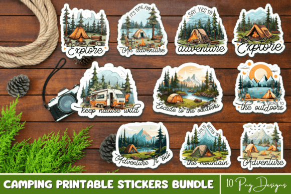 Download Camping Printable Stickers PNG Bundle - Printable Collection
