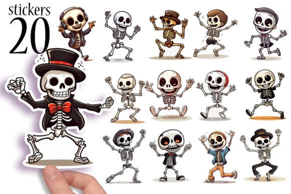 Download Dancing Skeleton Printable Sticker Sheet - Printable Collection