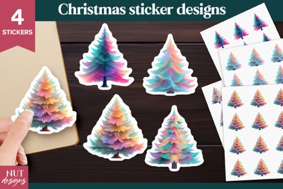 Download Holographic Christmas Tree Stickers - Premium Resources