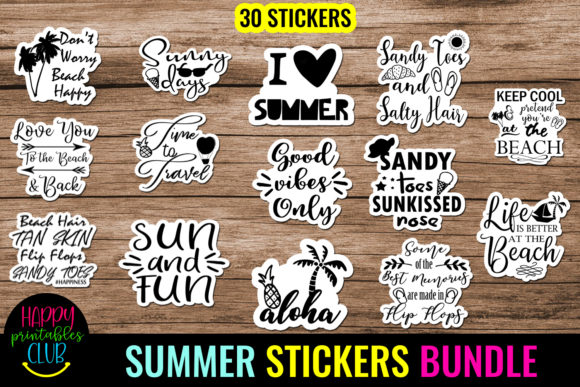 Download Summer Stickers Bundle- Printable Summer - Printable Collection