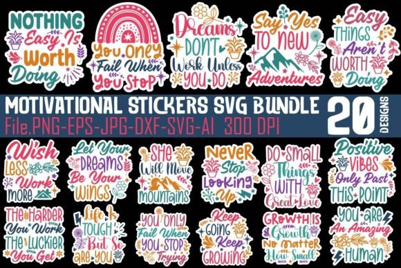 Download Motivational Stickers SVG Bundle - Motivational sticker Collection