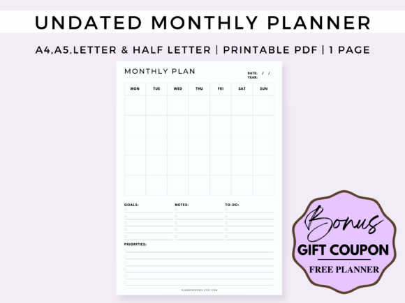 Download Undated Monthly Planner Printable PDF - Printable Collection